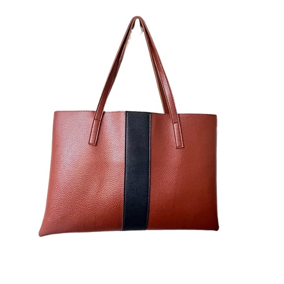 VINCE CAMUTO Black/Brown  and Gray Tote Bag - Picture 1 of 9